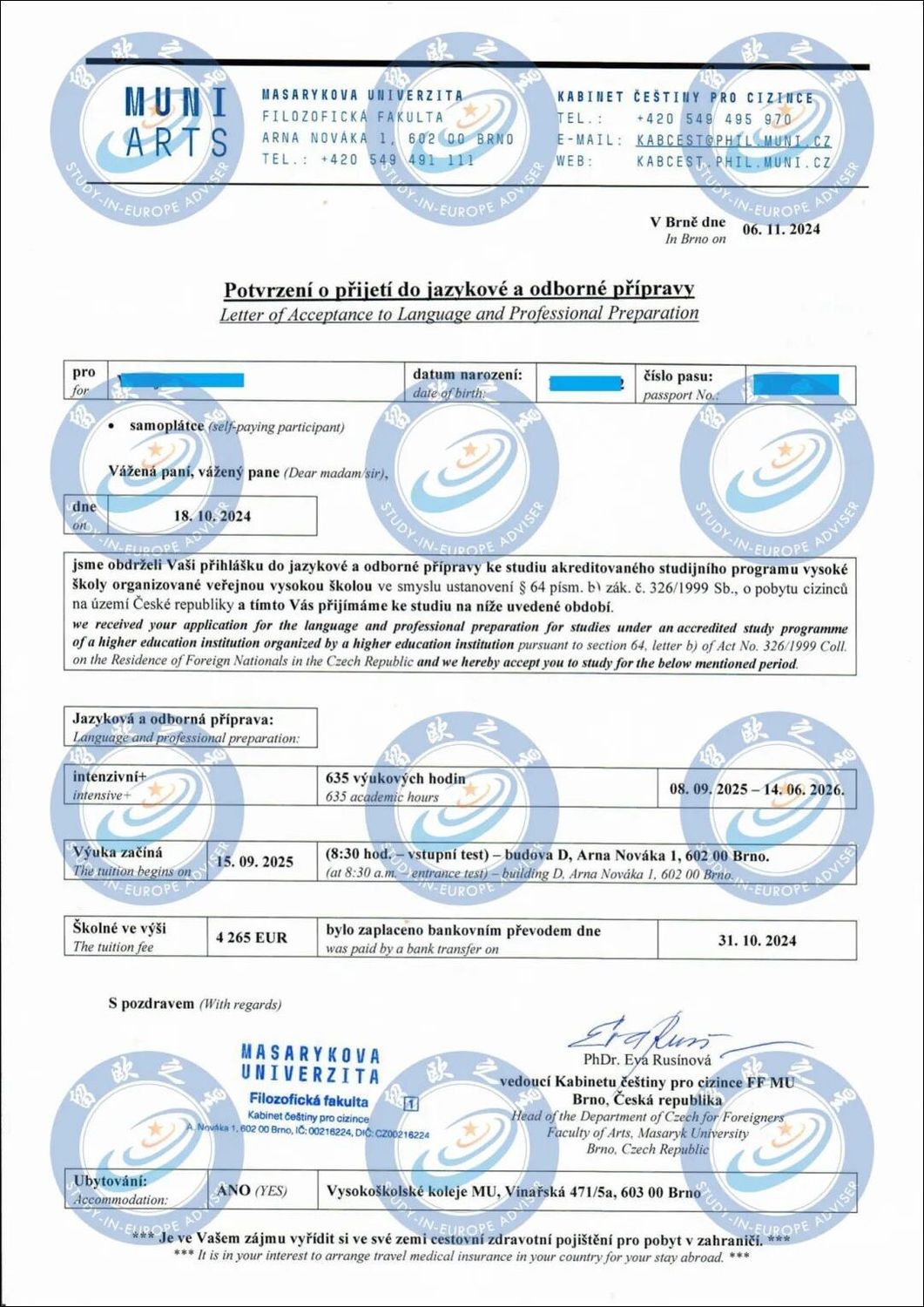捷克马萨里克大学成功案例- 留欧之星