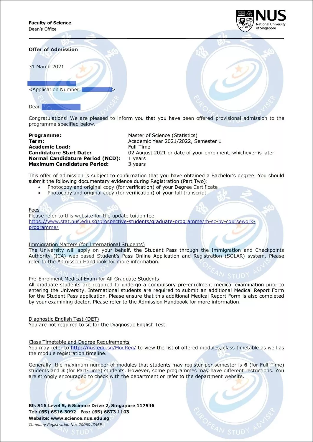 新加坡国立大学成功案例- 留欧之星